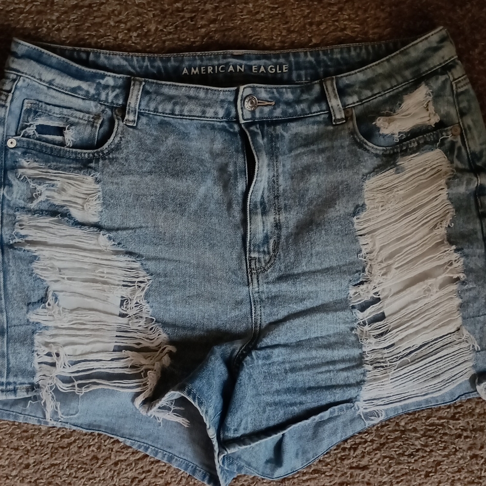 American Eagle Outfitters Distressed Blue Denim Shorts